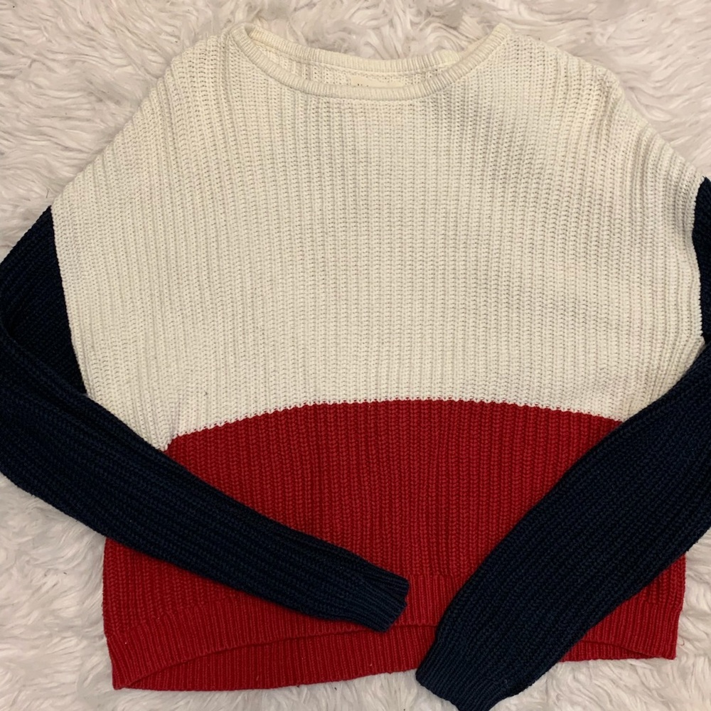 red white and blue sweater